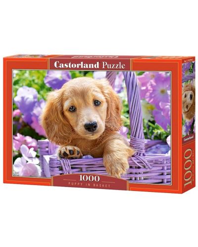 Пъзел Castorland от 1000 части - Кученце в кошница - 1