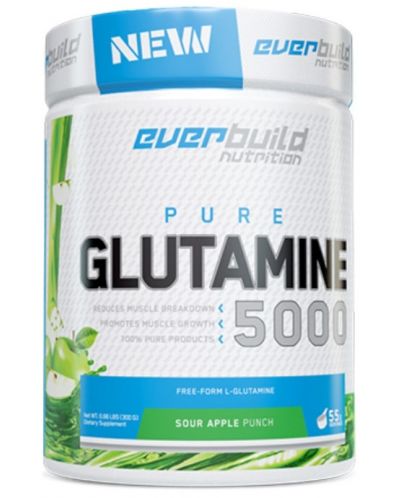 Pure Glutamine 5000, ябълков пунш, 300 g, Everbuild - 1