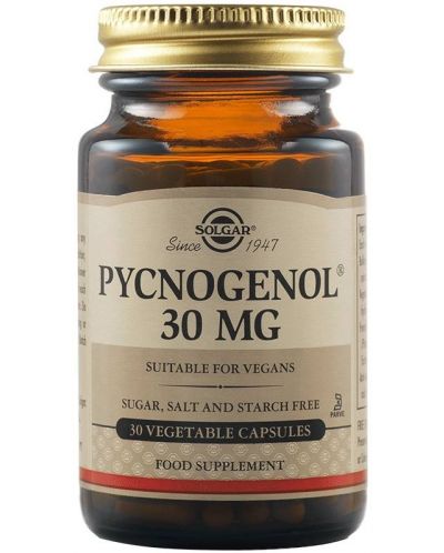 Pycnogenol, 30 mg, 30 растителни капсули, Solgar - 1