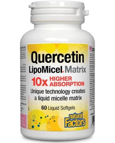 Quercetin LipoMicel Matrix, 250 mg, 60 софтгел капсули, Natural Factors - 1