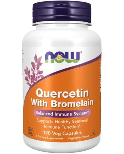 Quercetin with Bromelain, 120 капсули, Now - 1