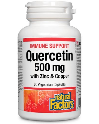 Quercetin with Zinc & Copper, 500 mg, 60 капсули, Natural Factors - 1