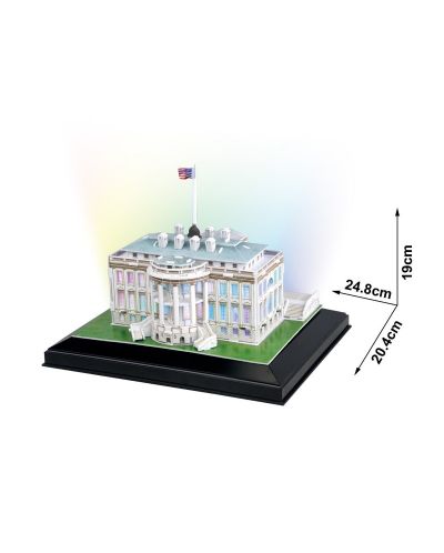 3D Пъзел Cubic Fun от 56 части и LED светлини - White House - 1