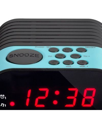 Радио колонка с часовник Lenco - CR-07, синя/черна - 3