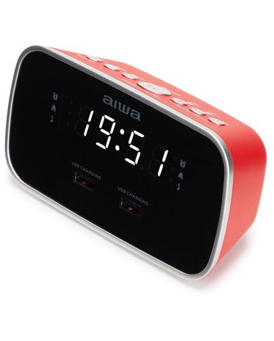 Радио колонка с часовник Aiwa - CRU-19RD, червена/черна - 2