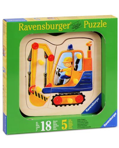Дървен пъзел Ravensburger от 5 части - Багер