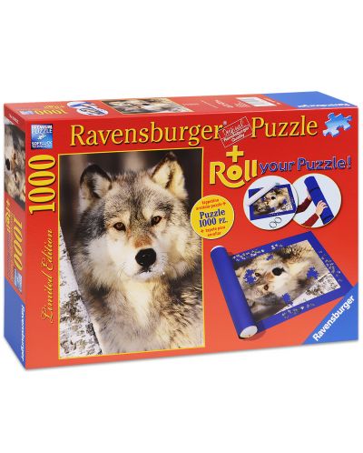 Пъзел Ravensburger от 1000 части с килимче за подреждане - Вълк