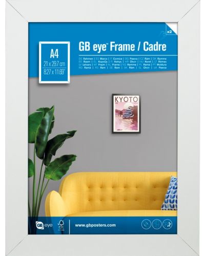 Рамка за мини плакат GB eye - 21 x 29.7 cm, бяла - 1