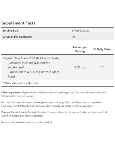 Raw Maca, 750 mg, 90 капсули, Now - 2