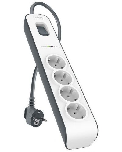 Разклонител Belkin - Surge, 4 гнезда, 2 m, бял/сив - 2