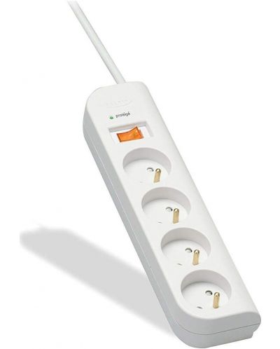 Разклонител Belkin - F9E400fr1M, 4 гнезда, бял - 3