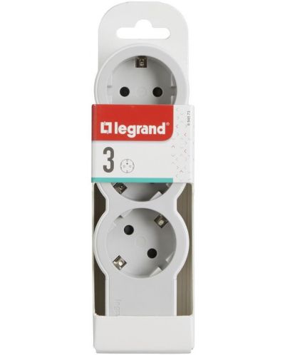 Разклонител Legrand - 694573, 3 гнезда, без кабел, бял-сив - 3