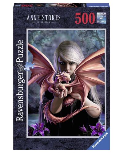 Пъзел Ravensburger от 500 части - Момиче с дракон, Ан Стоукс