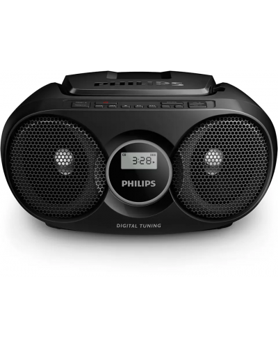 Радиокасетофон Philips - AZ215B, черен - 1