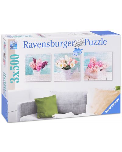 Квадратен пъзел Ravensburger от 3 x 500 части - Цветни импресии