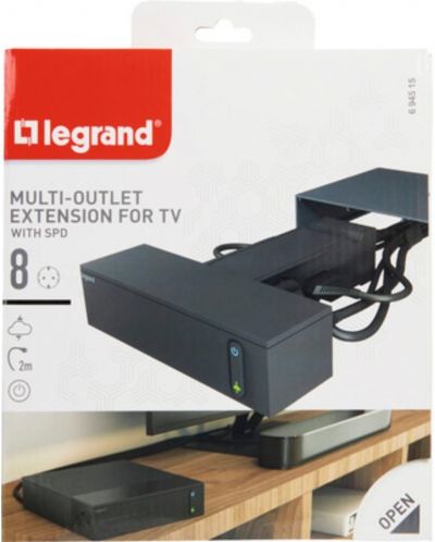 Разклонител за TV зона Legrand - 694515, 4х2Р+Е и 4х2Р, 2 m, черен - 4