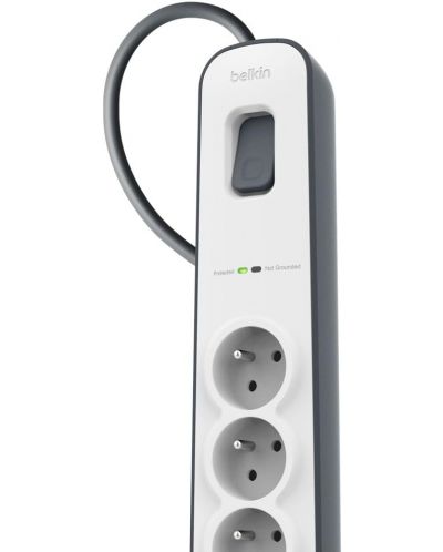 Разклонител Belkin - BSV603ca2M, 6 гнезда, бял/сив - 4