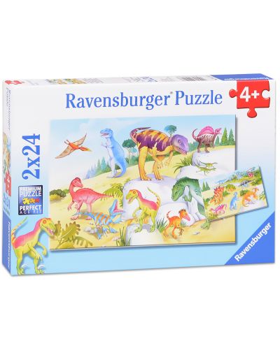 Пъзели Ravensburger - Динозаври - 2 х 24 части - 1