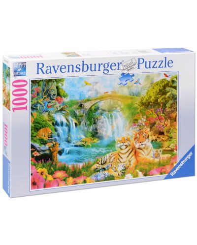 Пъзел Ravensburger от 1000 части - Тигри на водопад - 1