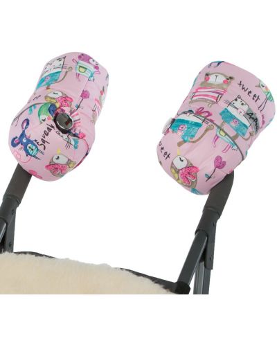 Универсални ръкавици за количка с вълна ДоРечи - Розови с картинки - 3