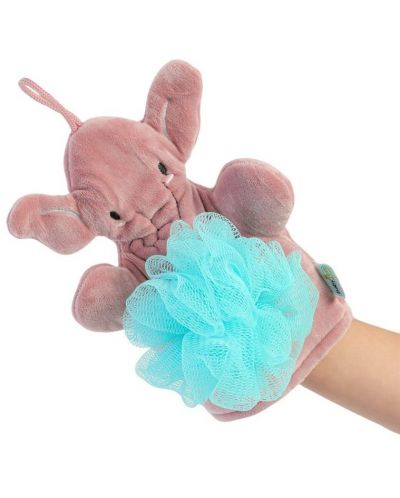 Ръкавица с гъба за къпане BabyJem - Розова, 9 x 11 cm - 2