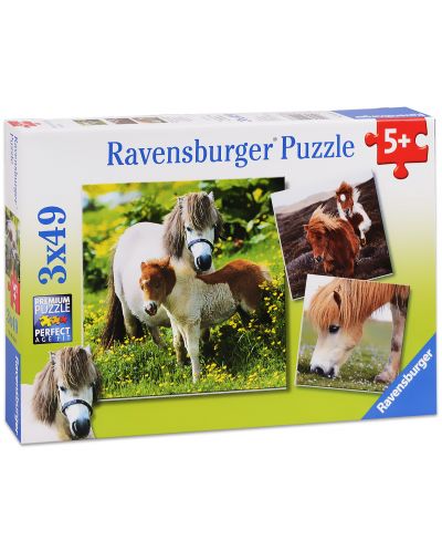 Пъзел Ravensburger от 3 x 49 части - Понита приятели