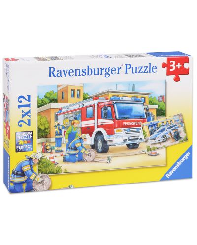 Пъзел Ravensburger от 2х12 части - Полицай и пожарникари - 1