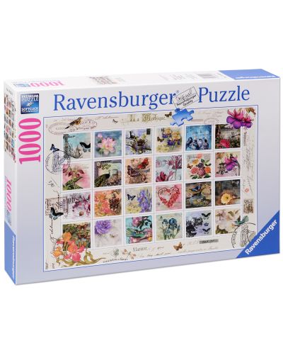 Пъзел Ravensburger от 1000 части - Пощенска марка с цветя