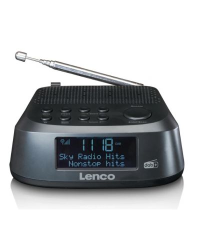 Радио колонка с часовник Lenco - CR-605BK, черна - 1