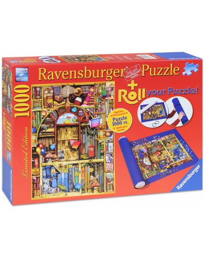 Пъзел Ravensburger от 1000 части с килимче за подреждане - Библиотека