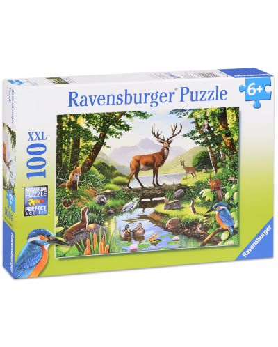 Пъзел Ravensburger от 100 XXL части - Гора с животни