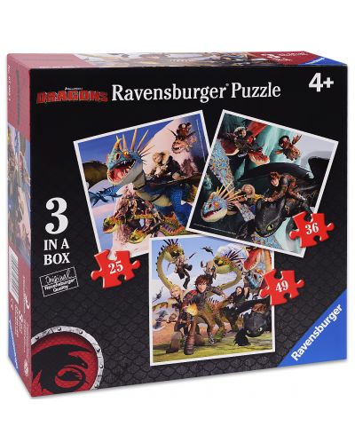 Пъзел Ravensburger 3 в 1 - Приключение с дракони