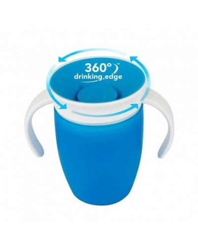 Преходна чаша Munchkin - 360 градуса с дръжки, синя, 207 ml - 1
