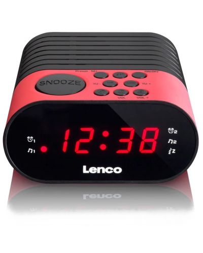 Радио колонка с часовник Lenco - CR-07, розова/черна - 2