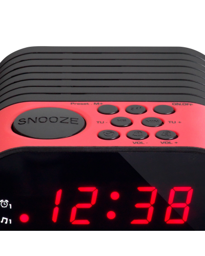 Радио колонка с часовник Lenco - CR-07, розова/черна - 3