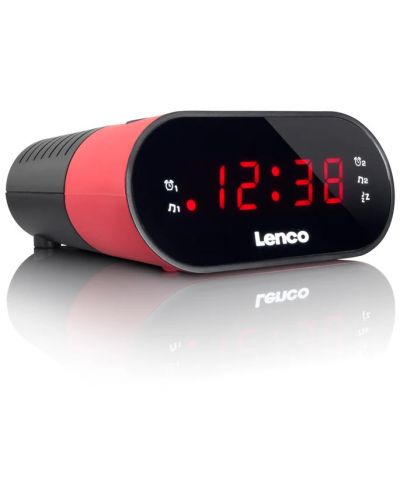 Радио колонка с часовник Lenco - CR-07, розова/черна - 1