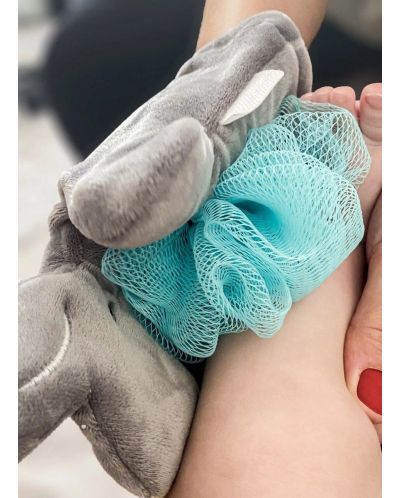 Ръкавица с гъба за къпане BabyJem - Сива, 9 x 11 cm - 3