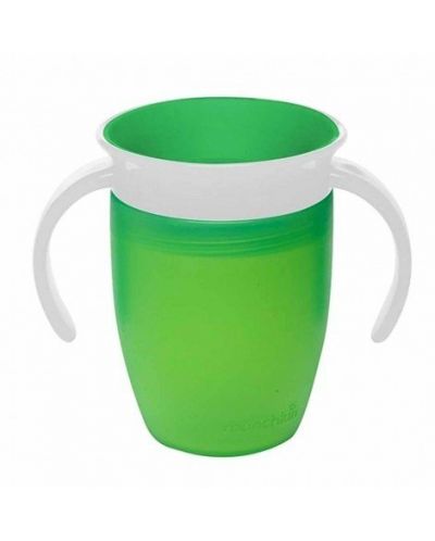 Преходна чаша Munchkin - 360 градуса с дръжки, зелена, 207 ml - 1