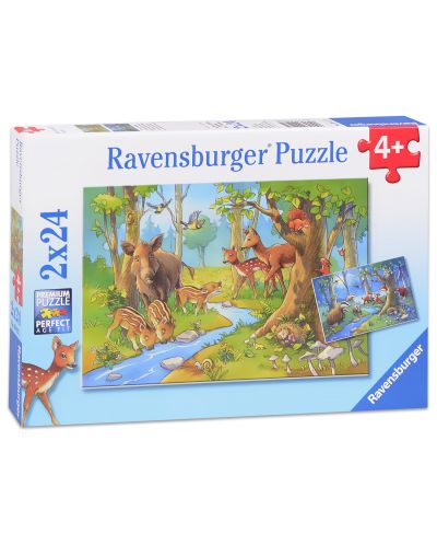 Пъзел Ravensburger от 2 x 24 части - Горски животни