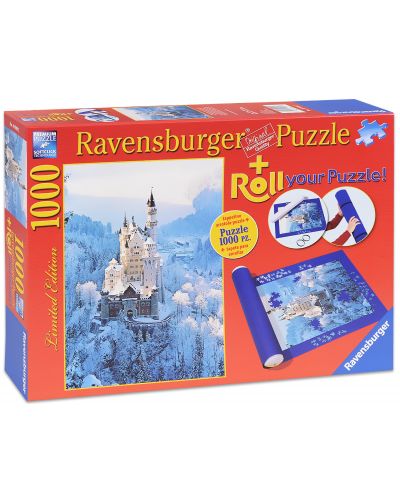 Пъзел Ravensburger от 1000 части с килимче за подреждане - Зима в Нойшванщайн