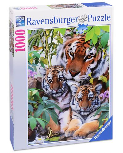 Пъзел Ravensburger от 1000 части - Тигри