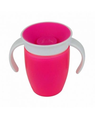 Преходна чаша Munchkin - 360 градуса с дръжки, розова, 207 ml - 1