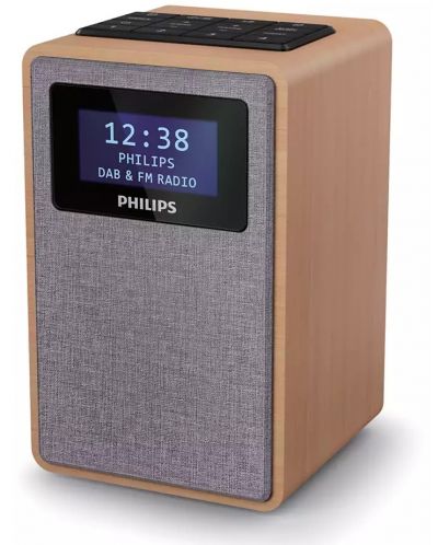 Радио колонка с часовник Philips - TAR5005/10, кафява - 2