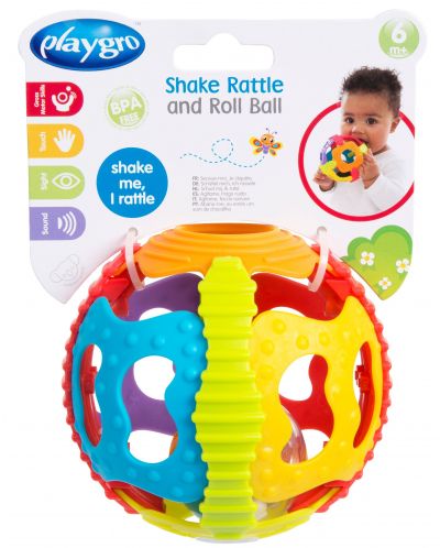 Разноцветна топка дрънкалка Playgro - Shake Rattle and Roll Ball - 7