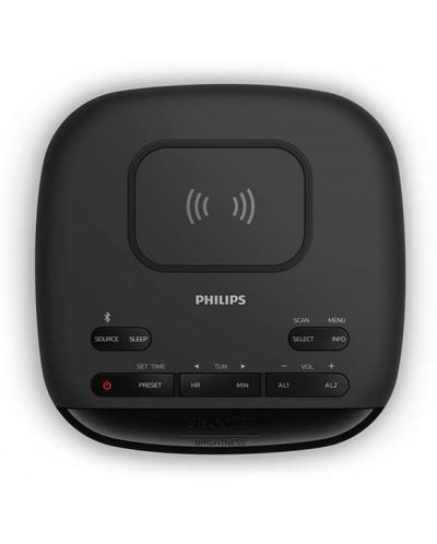 Радио колонка с часовник Philips - TAR7705/10, черна - 2