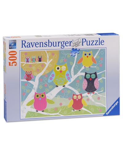Пъзел Ravensburger от 500 части - Цветни бухали