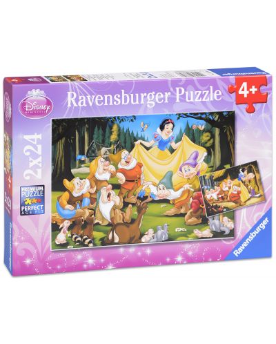 Пъзел Ravensburger от 2 x 24 части - Снежанка и джуджетата