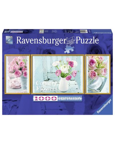 Панорамен пъзел Ravensburger от 1000 части - Цветя