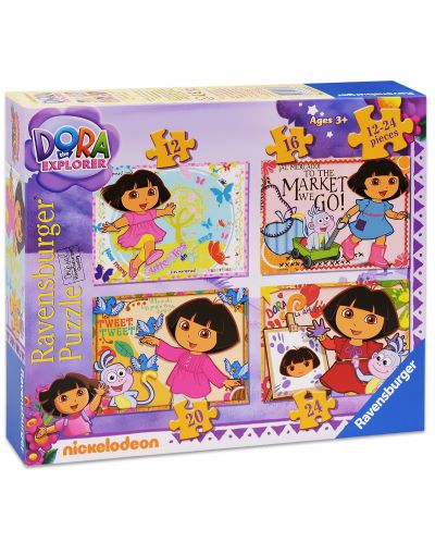 Пъзел Ravensburger 4 в 1 - Дора Изследователката