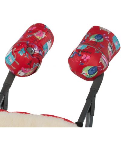 Универсални ръкавици за количка с вълна ДоРечи - Червени с рисунки - 3